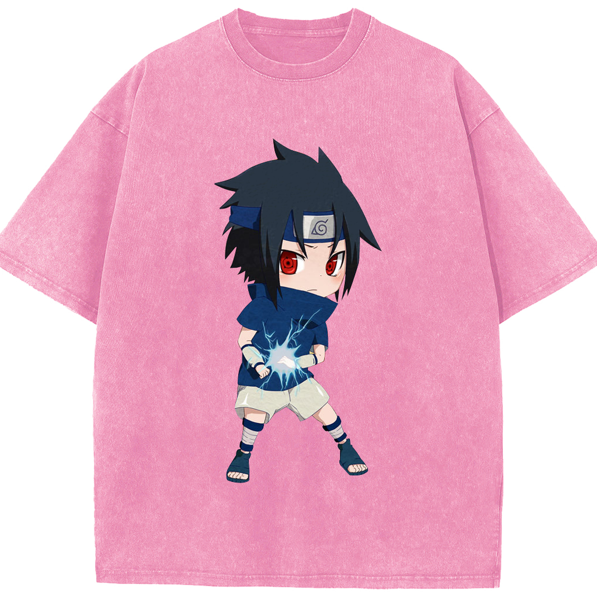 （画像用） NARUTO -ナルト- うちは サスケ Uchiha Sasuke 綿100% ヴィンテージ風 半袖Tシャツ（フロントプリント）